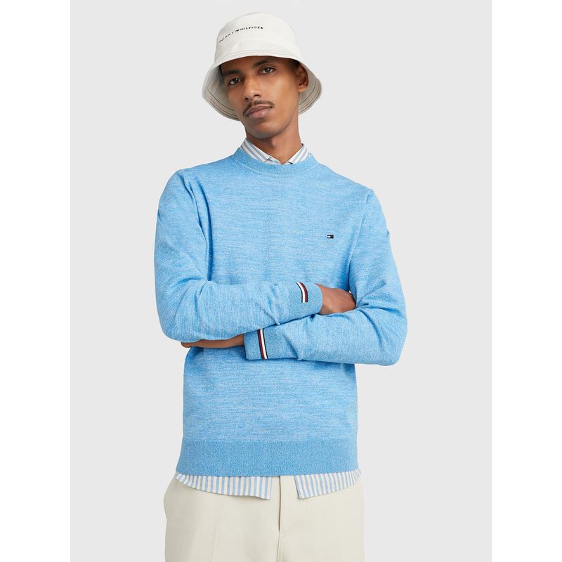 TOMMY HILFIGER - Sweater Mouline Striped  Celeste Hombre