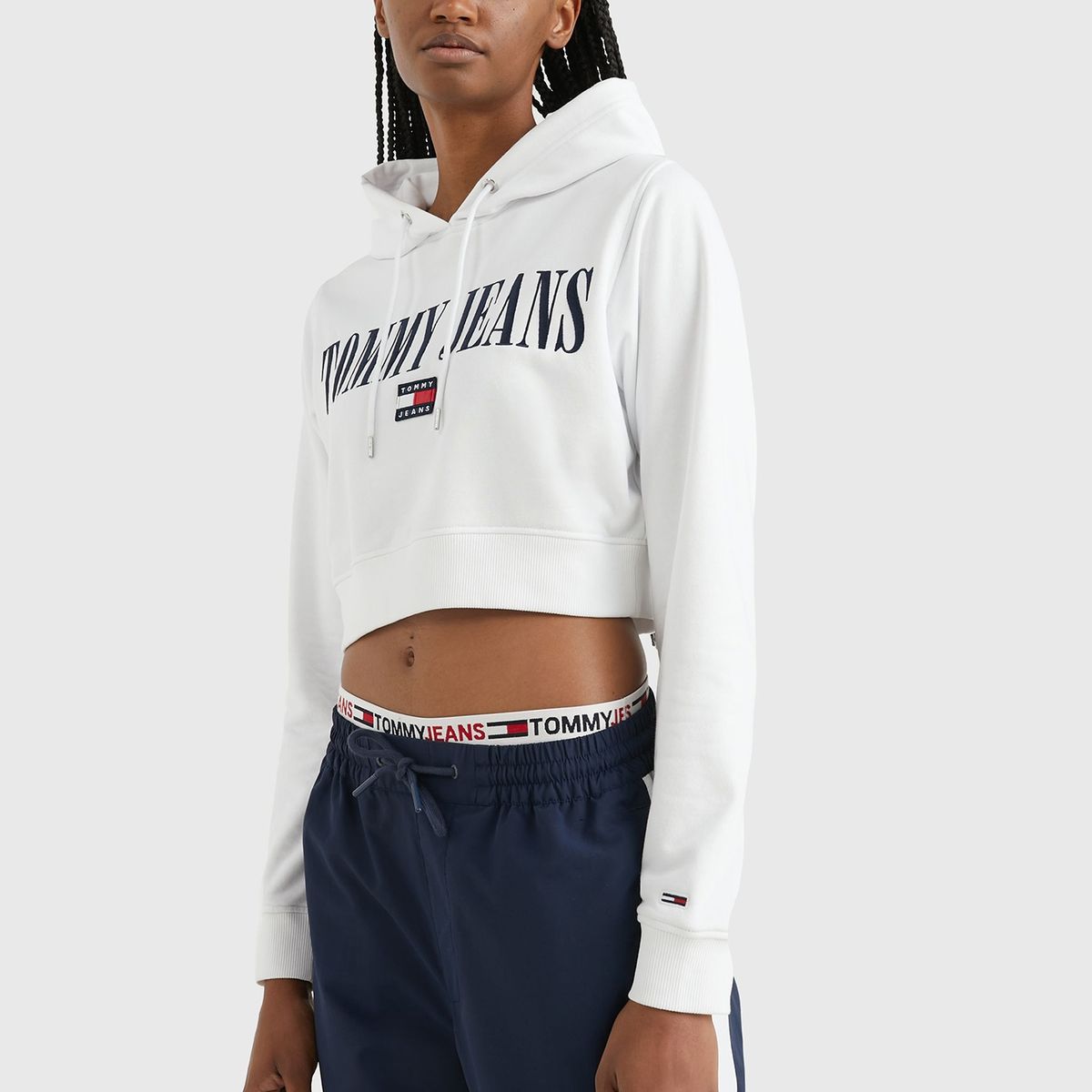 TOMMY HILFIGER - Polerón Hoodie Crop Archive Blanco Mujer