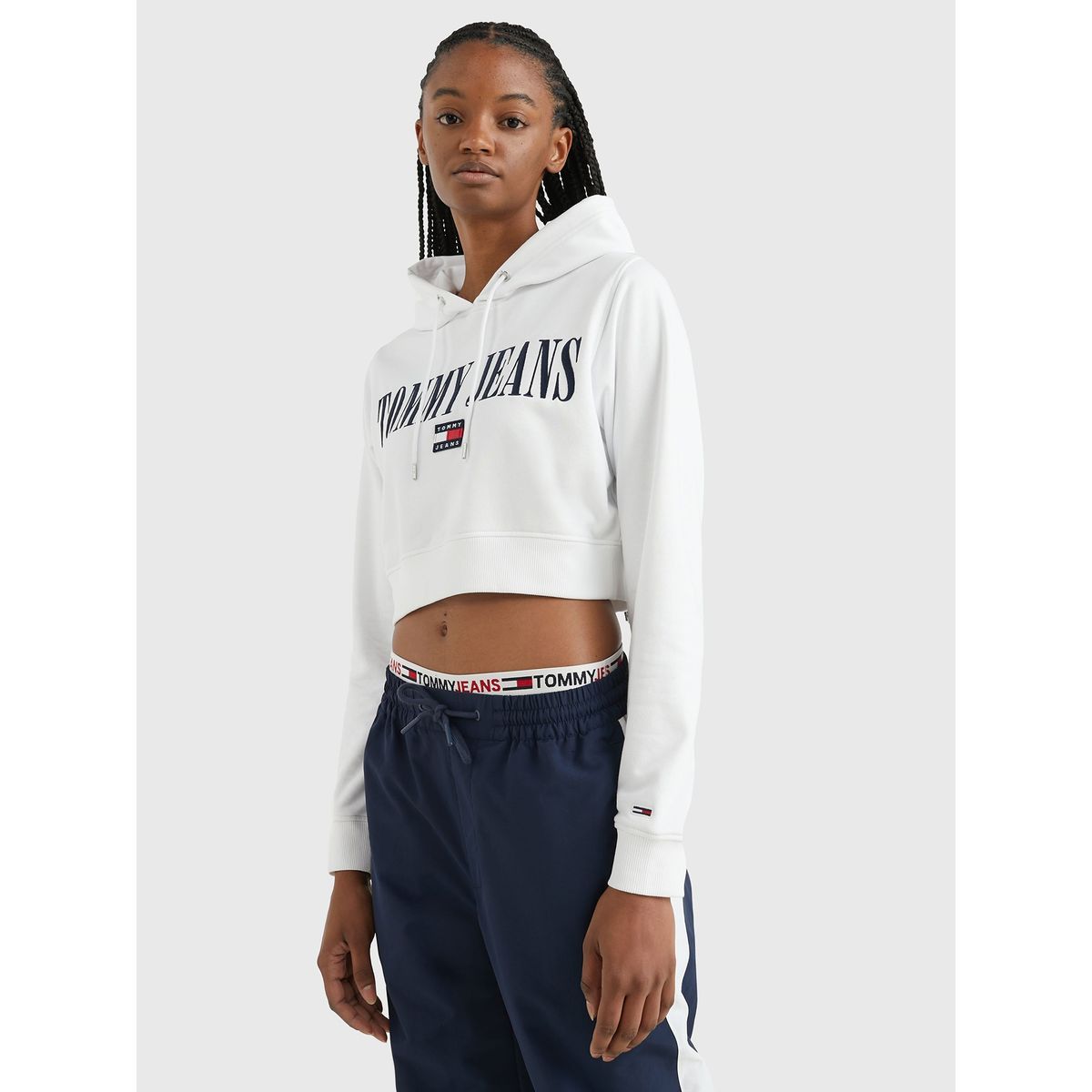 TOMMY HILFIGER - Polerón Hoodie Crop Archive Blanco Mujer