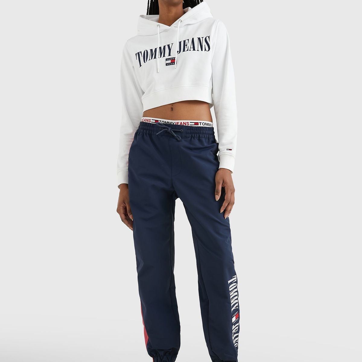 TOMMY HILFIGER - Polerón Hoodie Crop Archive Blanco Mujer