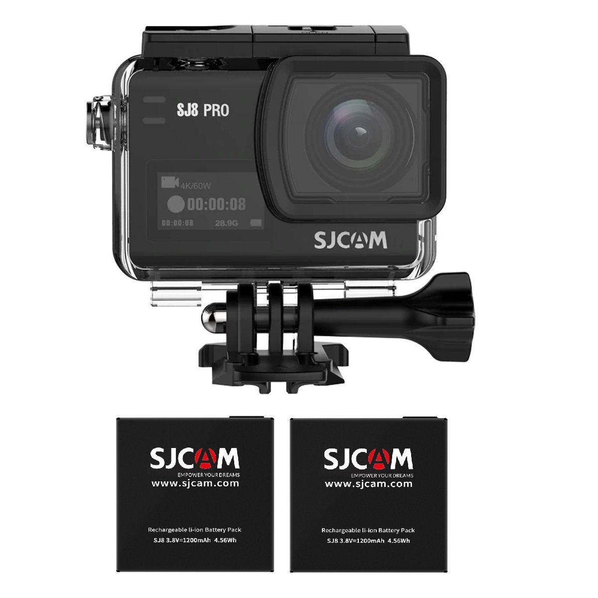 SJCAM - Cámara de Acción SJCAM SJ8 PRO 4K 60FPS Dual 5G Estabilizador + 2 Baterias