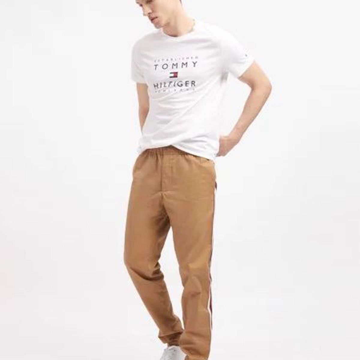 TOMMY HILFIGER - Polera Established Con Logo Blanco Hombre