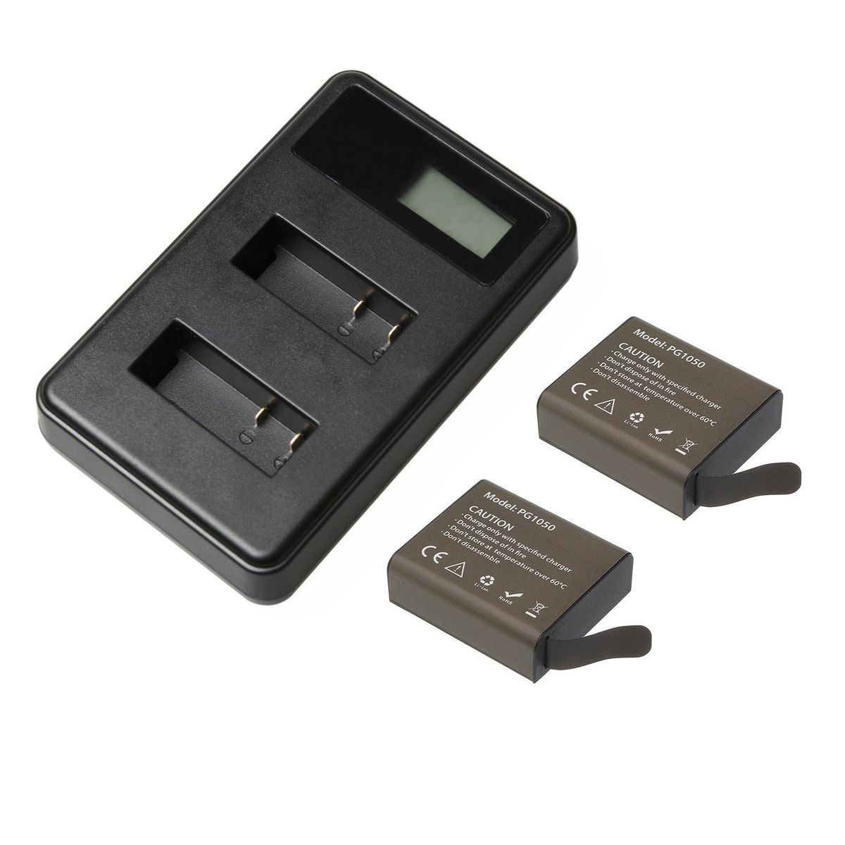 CASTLETEC - Cargador de baterías dual LED para cámaras deportivas + 2 Baterías
