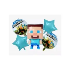 GENERICO - Set 5 Globos Metálicos Minecraf , Decoración Infantil
