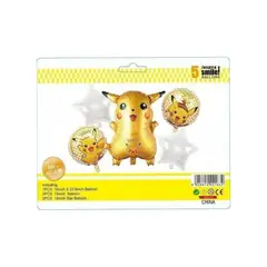 GENERICO - Set 5 Globos Metálicos Pikachu , Decoración Infantil