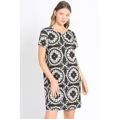 LIOLA - Vestido Midi Estampado Negro