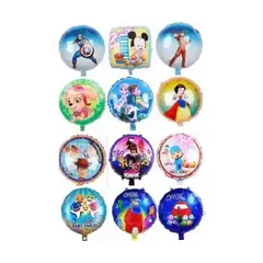 GENERICO - Pack 12 Globos Metálicos Disney 45 Cm Surtidos Con Varilla.
