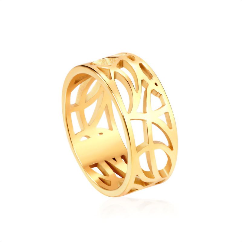 GENERICO - Anillo Acero Bañado Oro 18K Talla US 7 - Valencia Gold