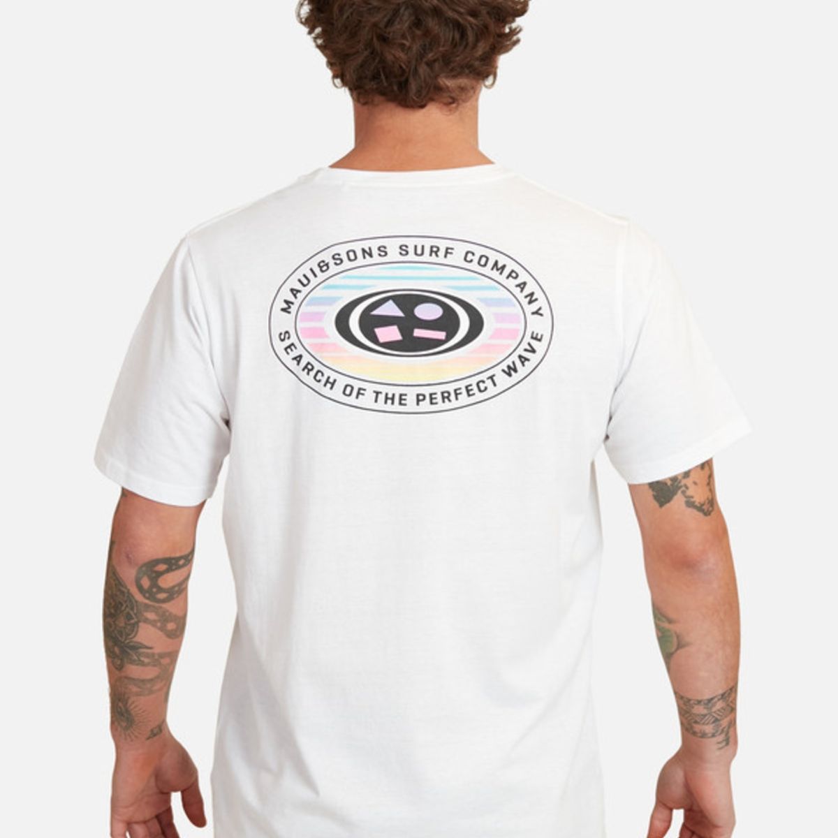 MAUI AND SONS - Polera Retro Color Lines G Hombre Blanco Maui And Sons