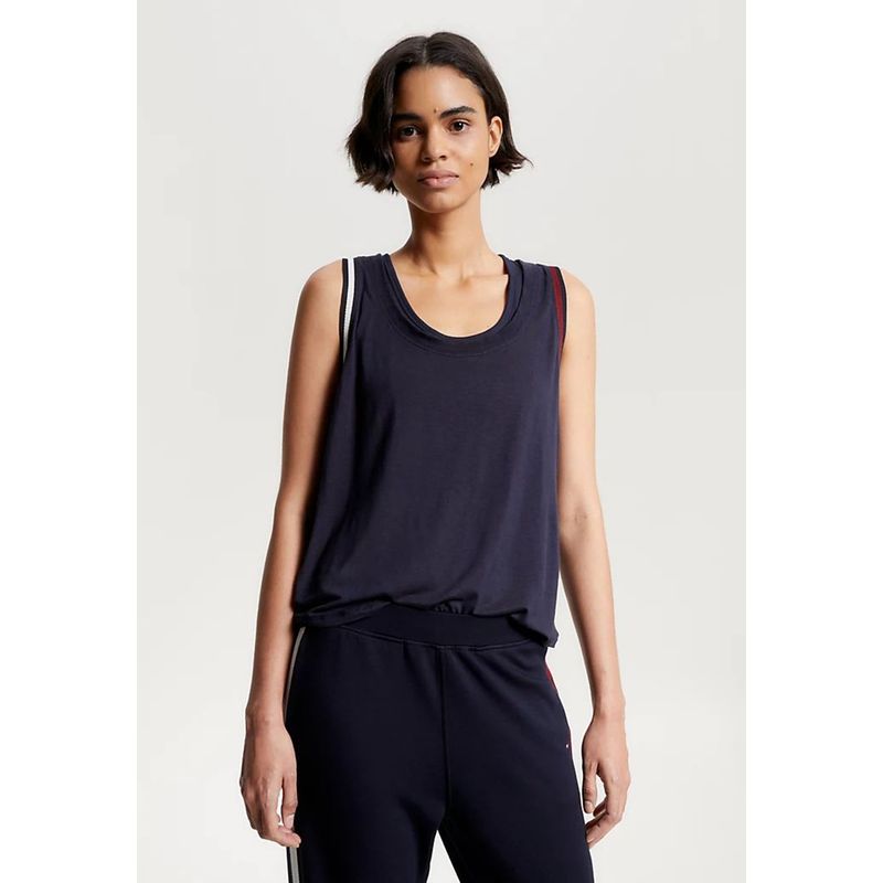 TOMMY HILFIGER - Polera Sport Relaxed Sin Mangas Azul Mujer