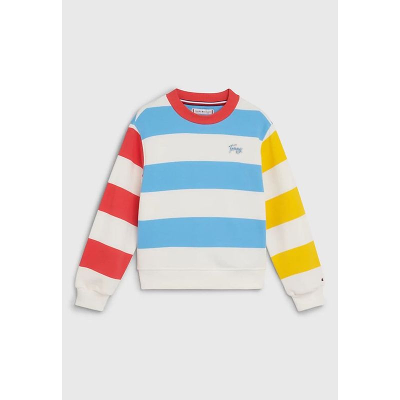 TOMMY HILFIGER - Polerón De Rayas C-Neck Multicolor Niña