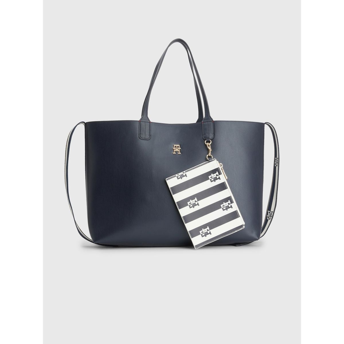 TOMMY HILFIGER - Tote Iconic Con Cinta De Rayas Azul Mujer