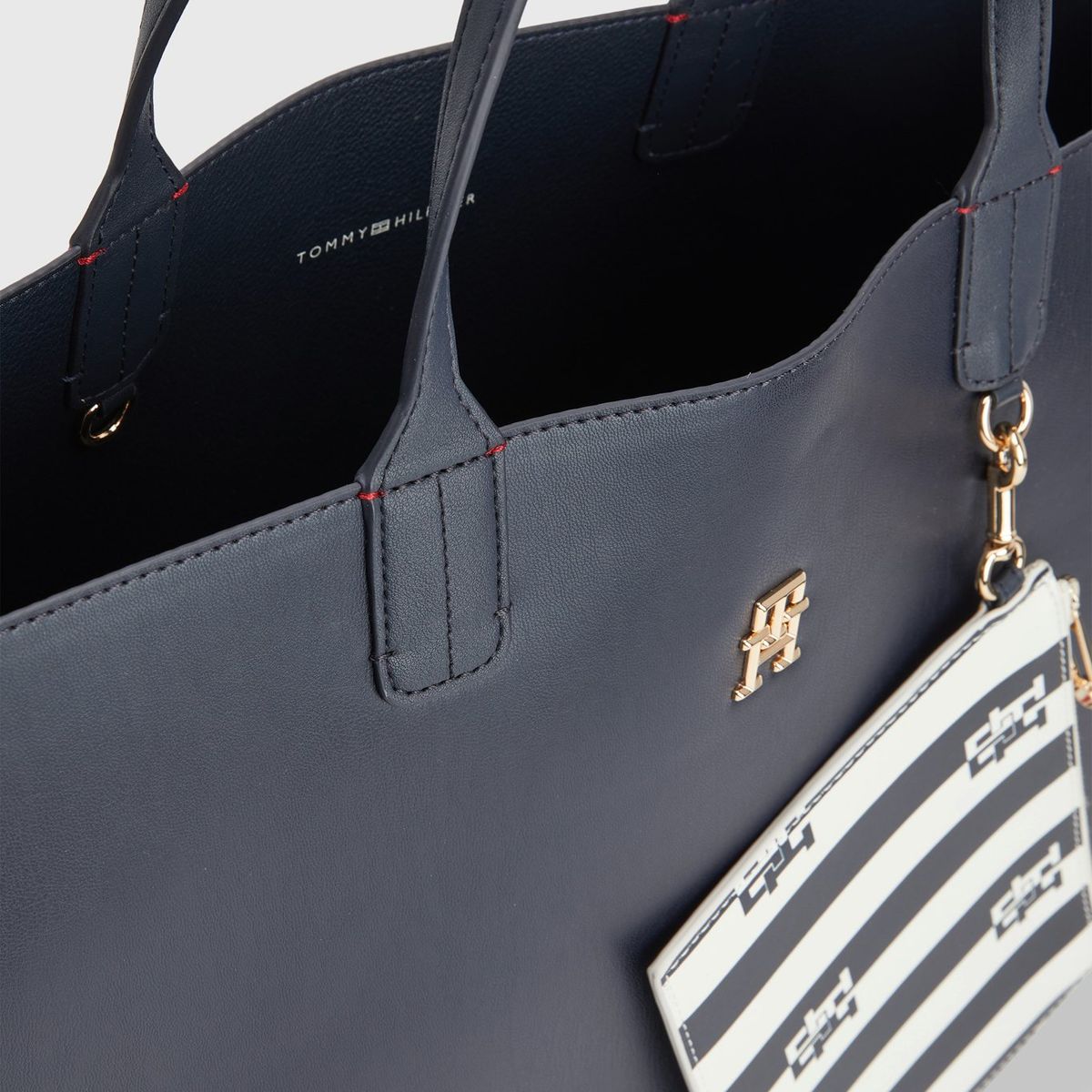 TOMMY HILFIGER - Tote Iconic Con Cinta De Rayas Azul Mujer