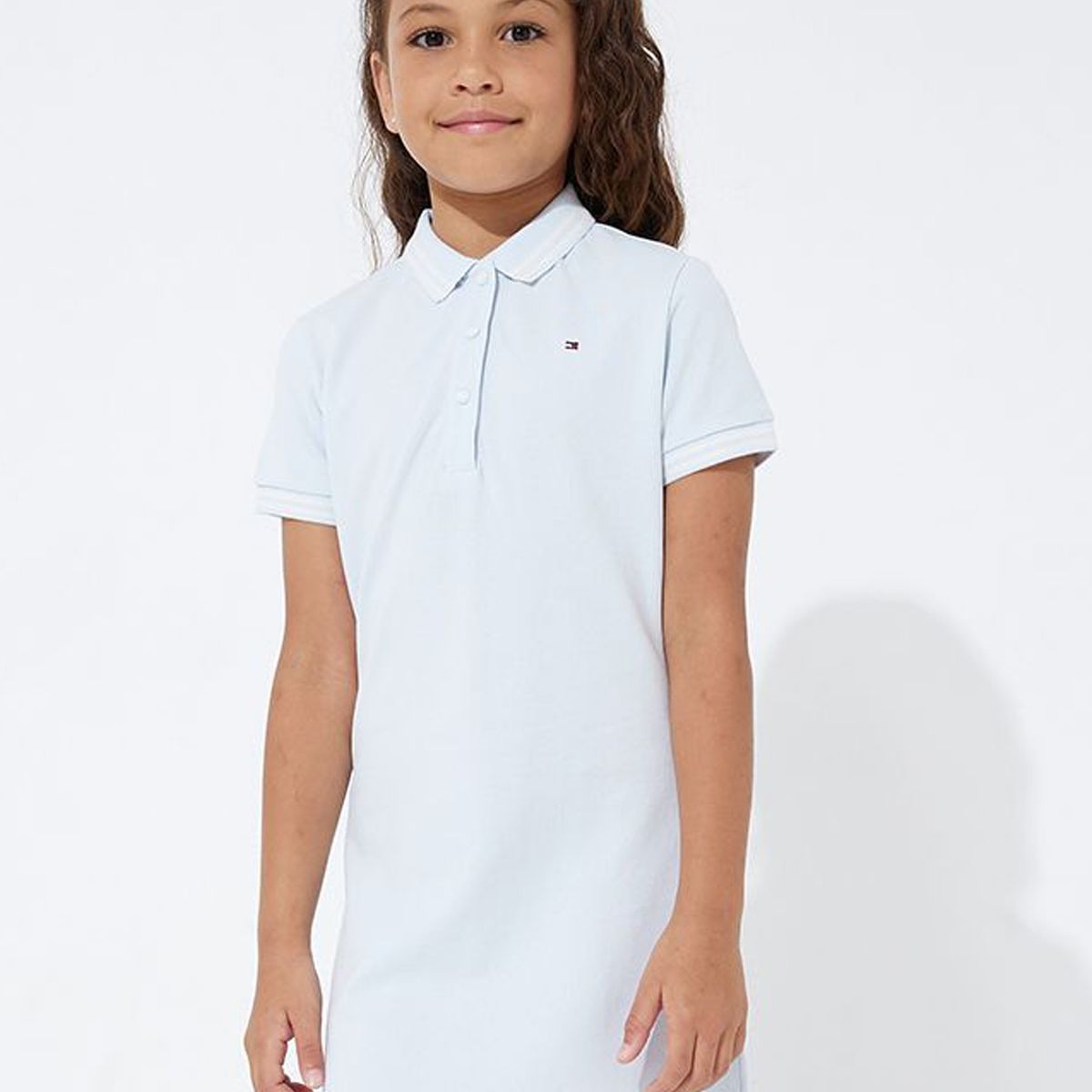 TOMMY HILFIGER - Vestido Polo Essential Celeste Niña
