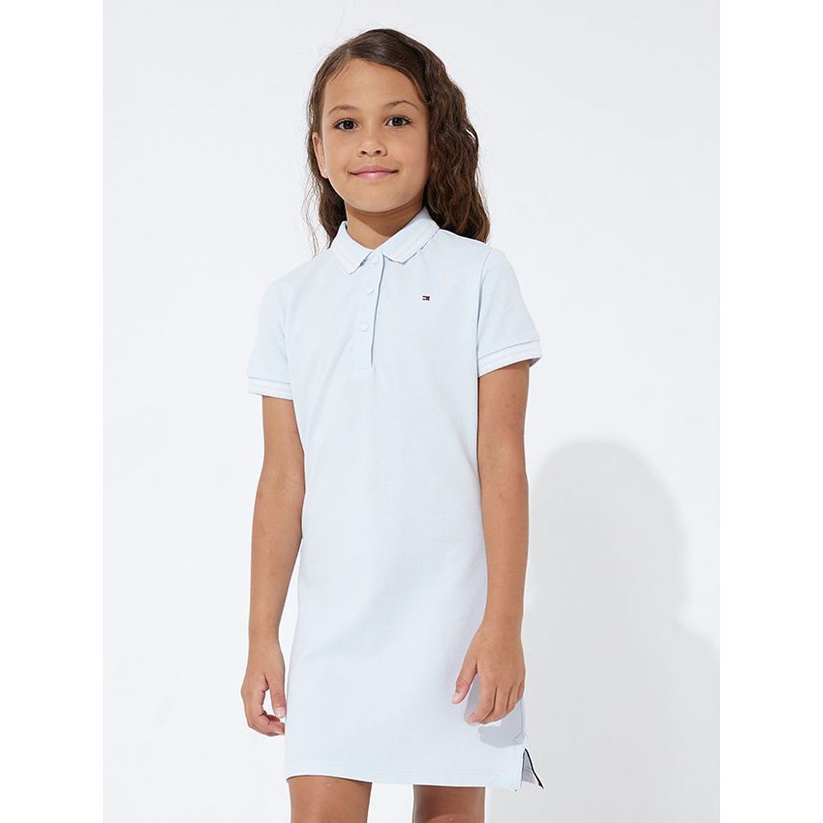 TOMMY HILFIGER - Vestido Polo Essential Celeste Niña