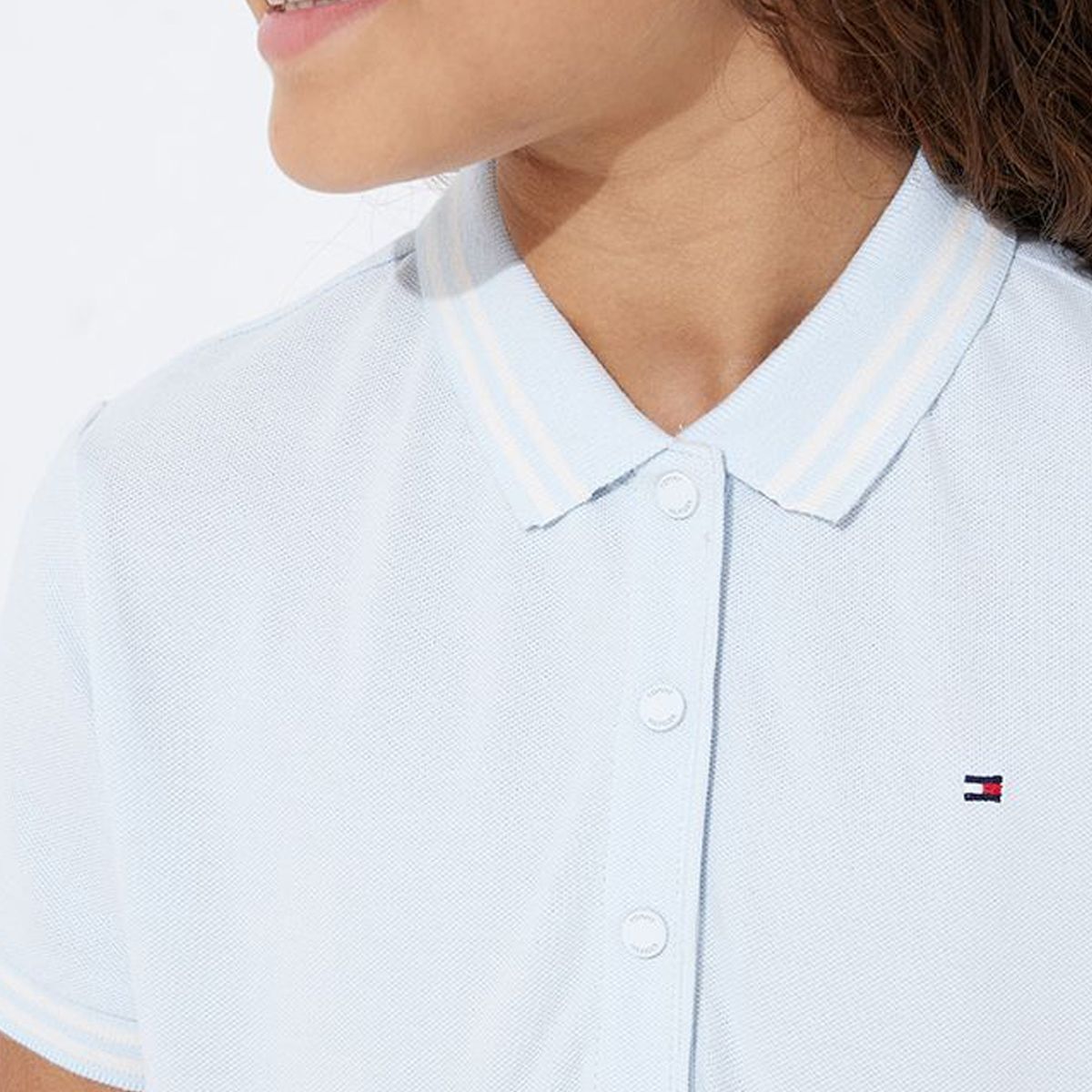 TOMMY HILFIGER - Vestido Polo Essential Celeste Niña