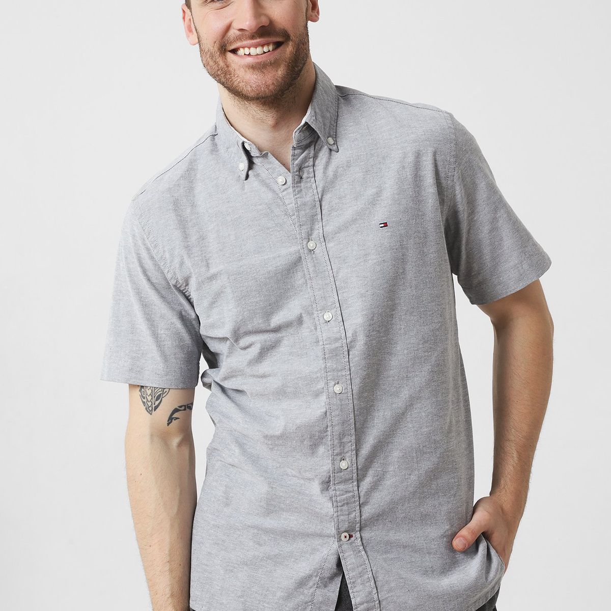 TOMMY HILFIGER - Camisa Flex Oxford Regular Fit Celeste Tommy Hilfiger