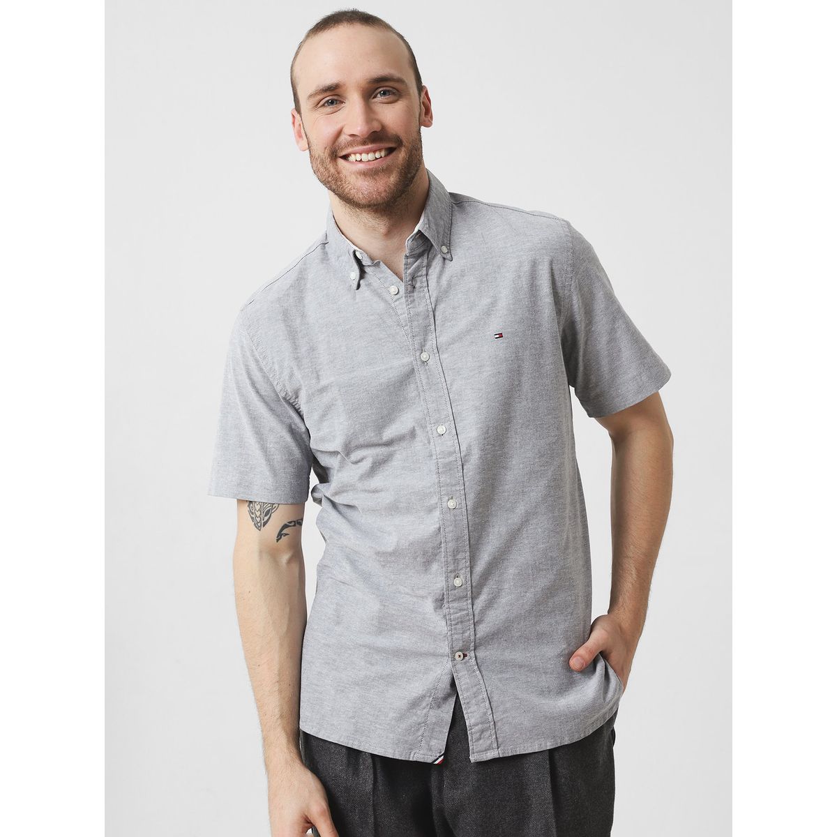 TOMMY HILFIGER - Camisa Flex Oxford Regular Fit Celeste Tommy Hilfiger