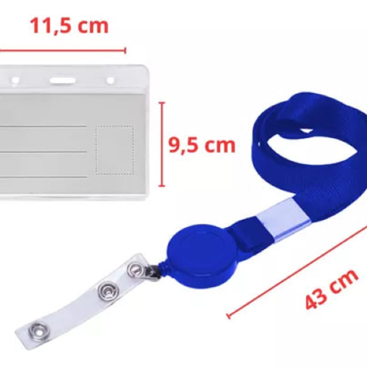 GENERICO - Pack 5 Porta Credenciales Con Lanyard Retráctil 115 x 95 mm