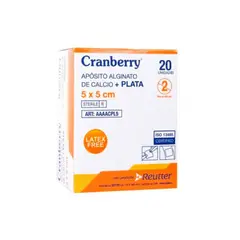CRAMBERRY - Apósito Alginato de Calcio + Plata 5cm x 5cm cj/20 unidades
