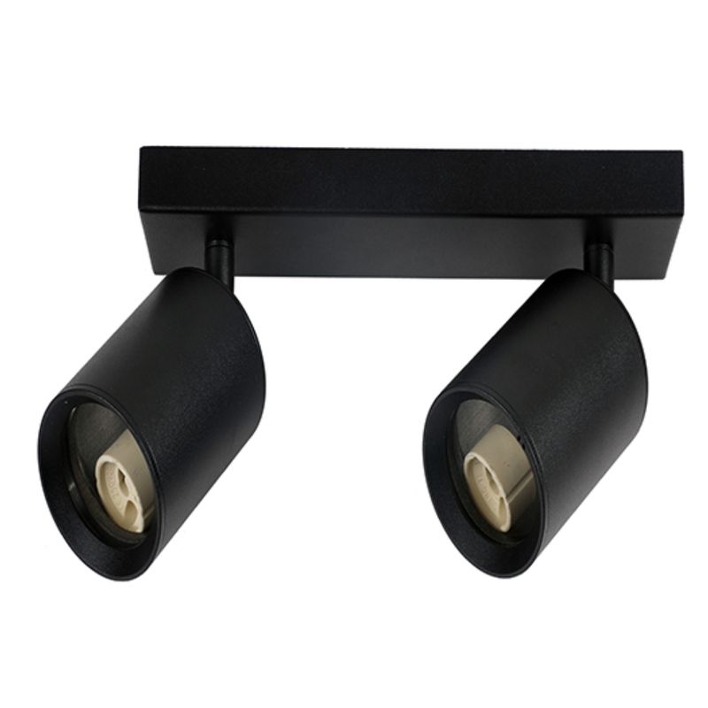 GENERICO - Foco Aplique Porta Gu10 Doble Orientable Negro Want LUZ NEUTRA