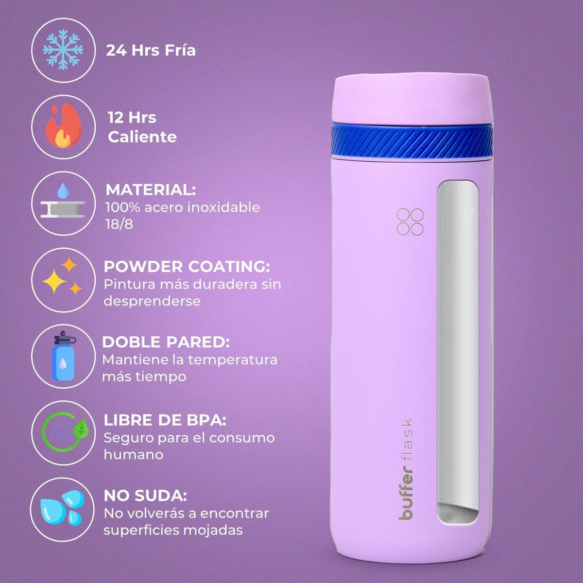 BUFFER FLASK - Termo Mug Para Cafe Vaso Termico Mug Buffer 600 ml Sellable - Rosa