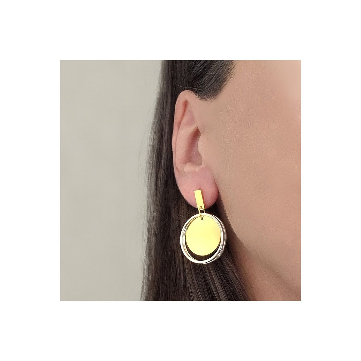 GENERICO - Aros de Acero Colgantes - Aura Gold Steel