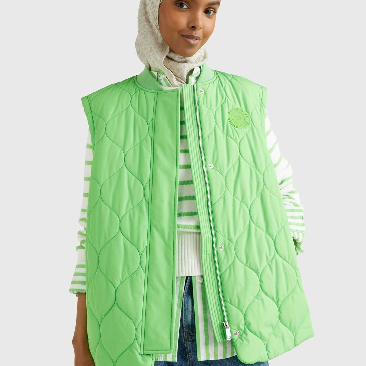 TOMMY HILFIGER - Bomber Vest Acolchada Verde Mujer
