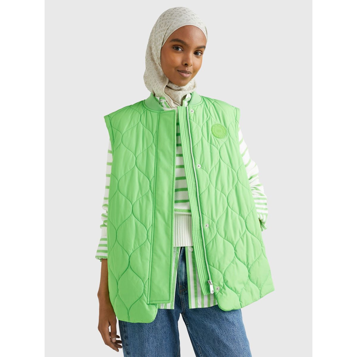 TOMMY HILFIGER - Bomber Vest Acolchada Verde Mujer