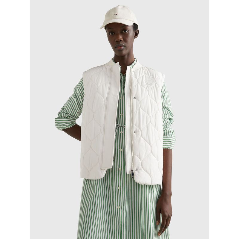 TOMMY HILFIGER - Bomber Vest Acolchada Blanco Mujer