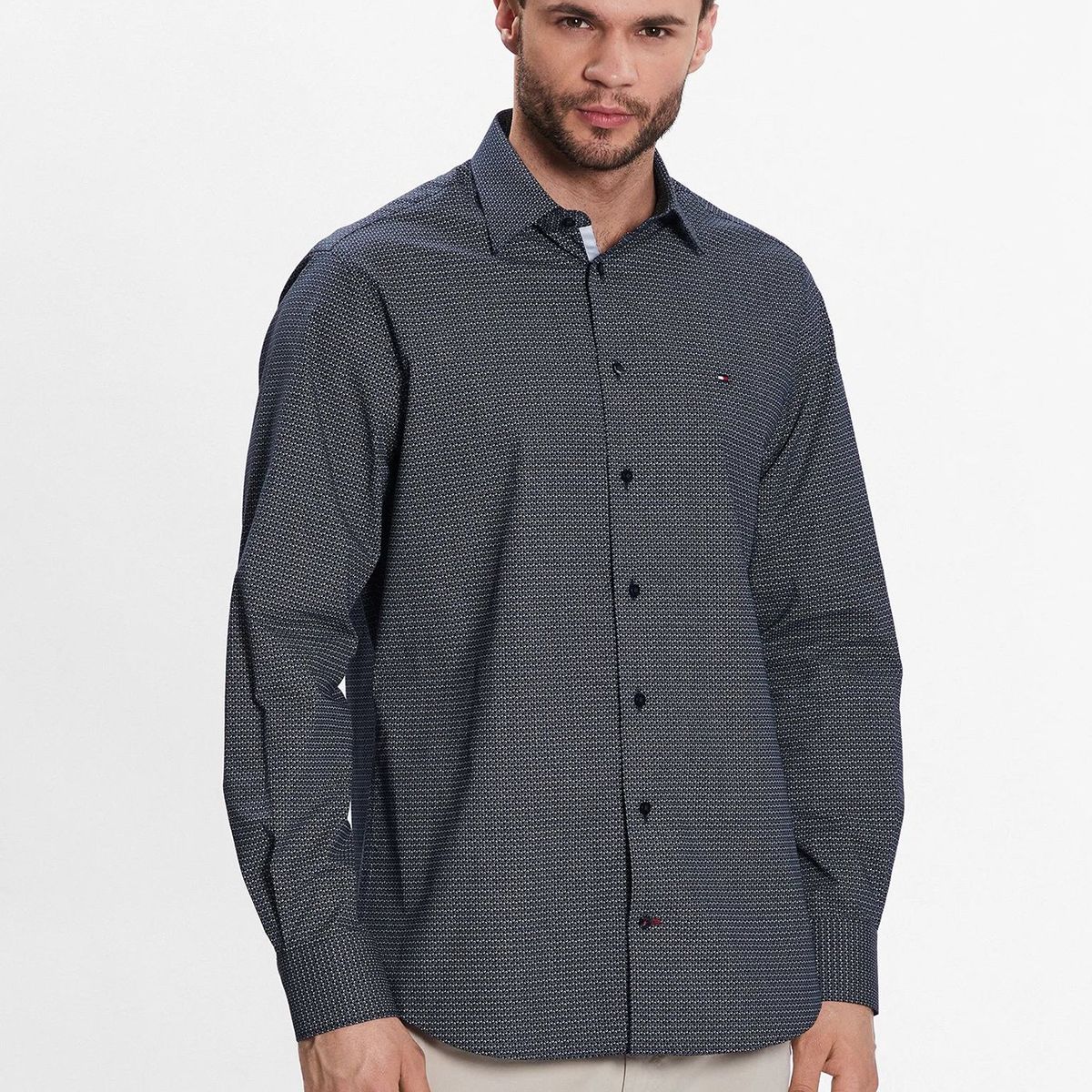 TOMMY HILFIGER - Camisa Stretch Classic Regular Fit Azul Hombre