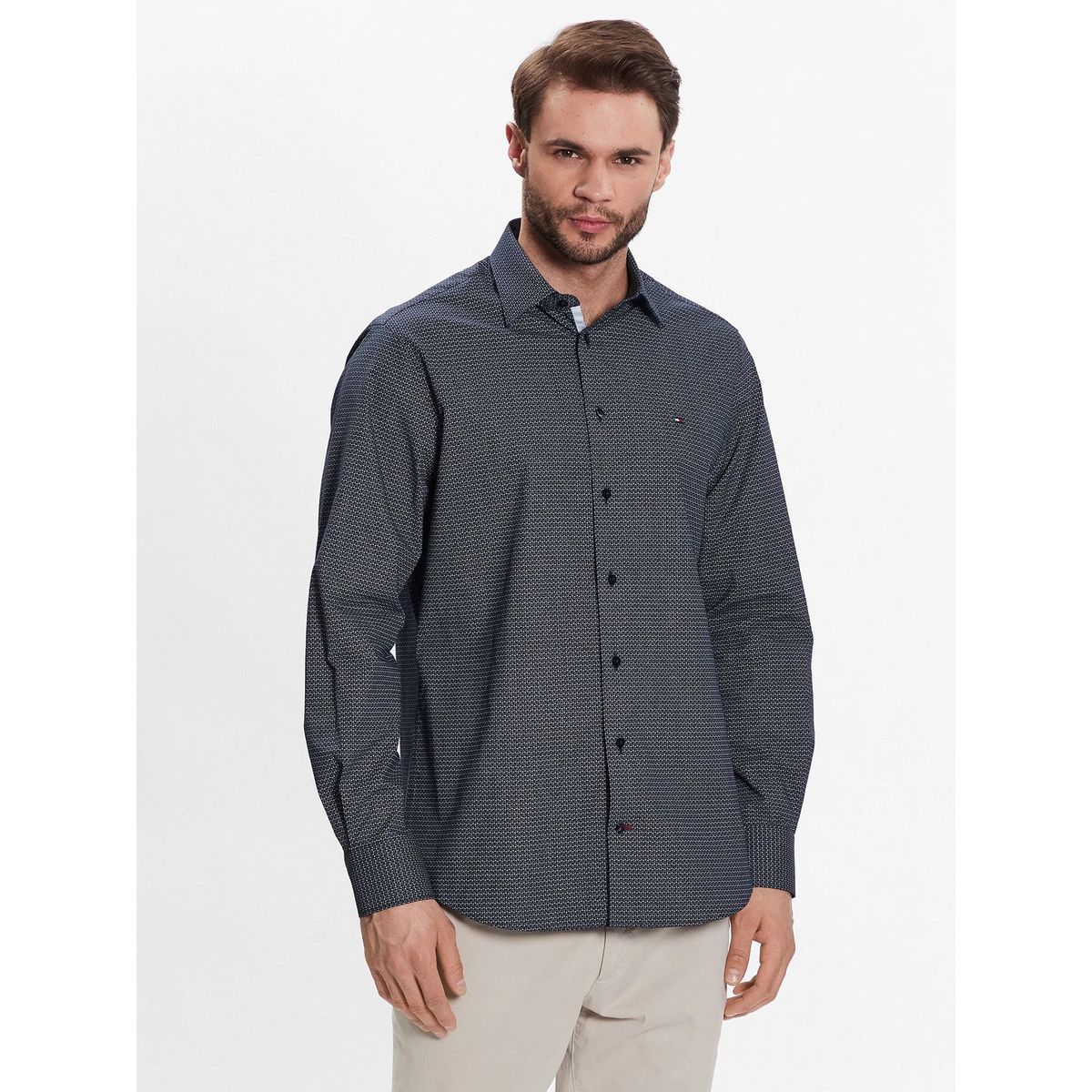 TOMMY HILFIGER - Camisa Stretch Classic Regular Fit Azul Hombre