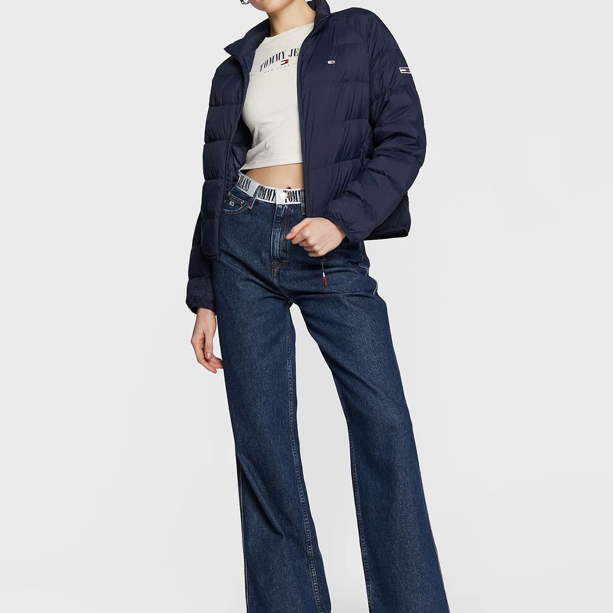 TOMMY HILFIGER - Parka Ligera Down Acolchada Azul Mujer