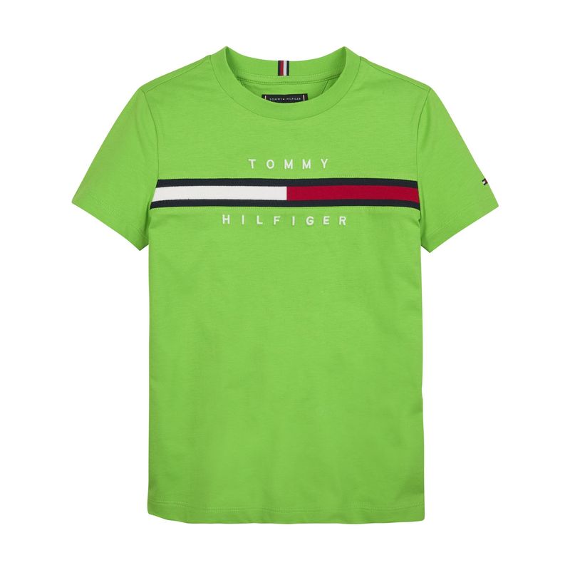 TOMMY HILFIGER - Polera Flag Rib Con Logo Verde Niño
