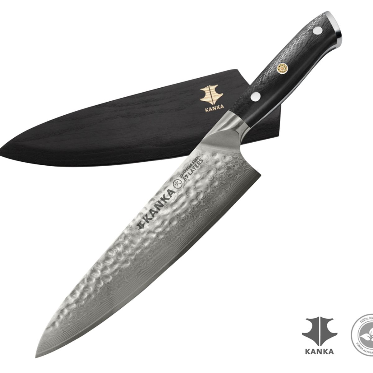 KANKA - KANKA - Cuchillo Chef 21cm Acero Damasco 67 Capas con Funda