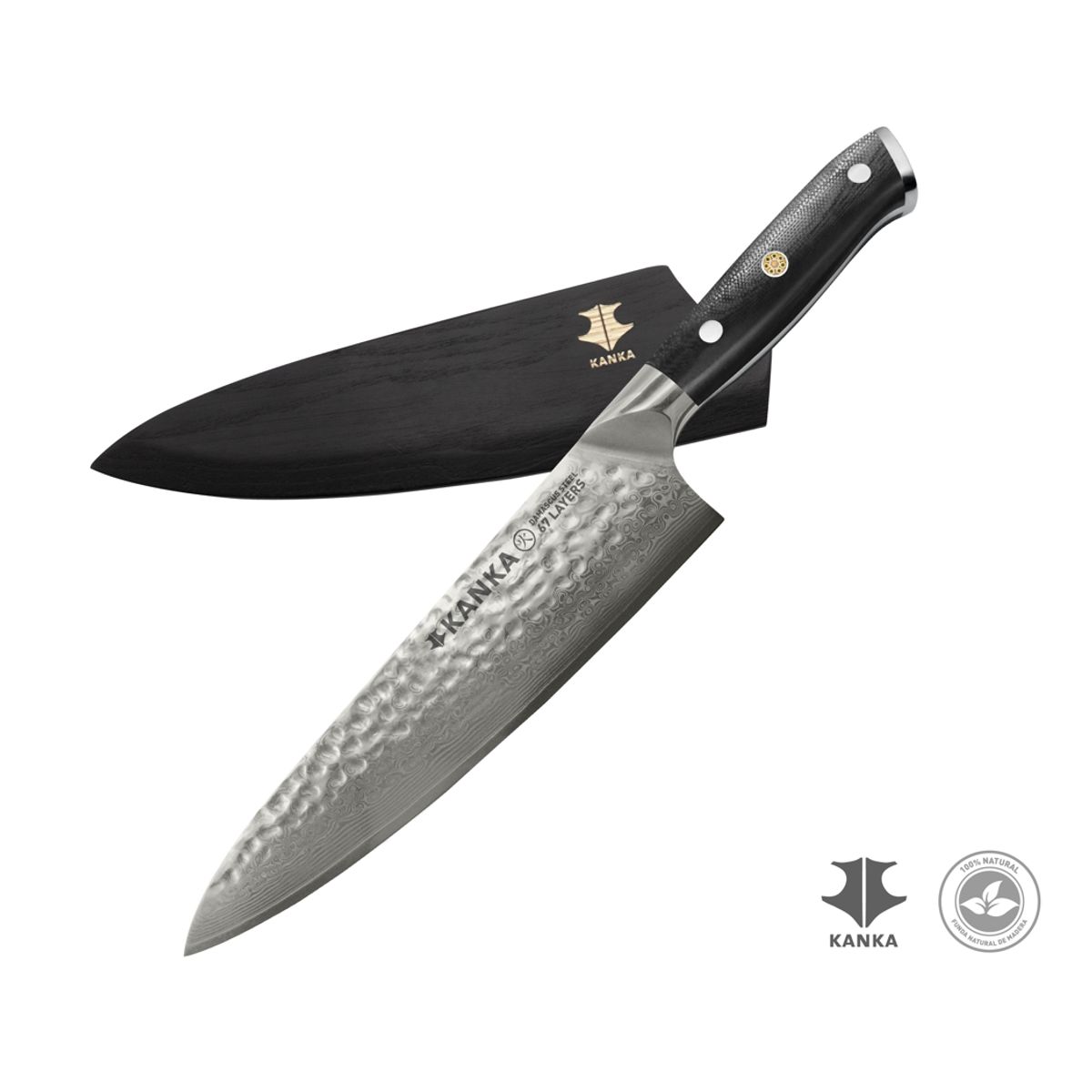 KANKA - KANKA - Cuchillo Chef 21cm Acero Damasco 67 Capas con Funda