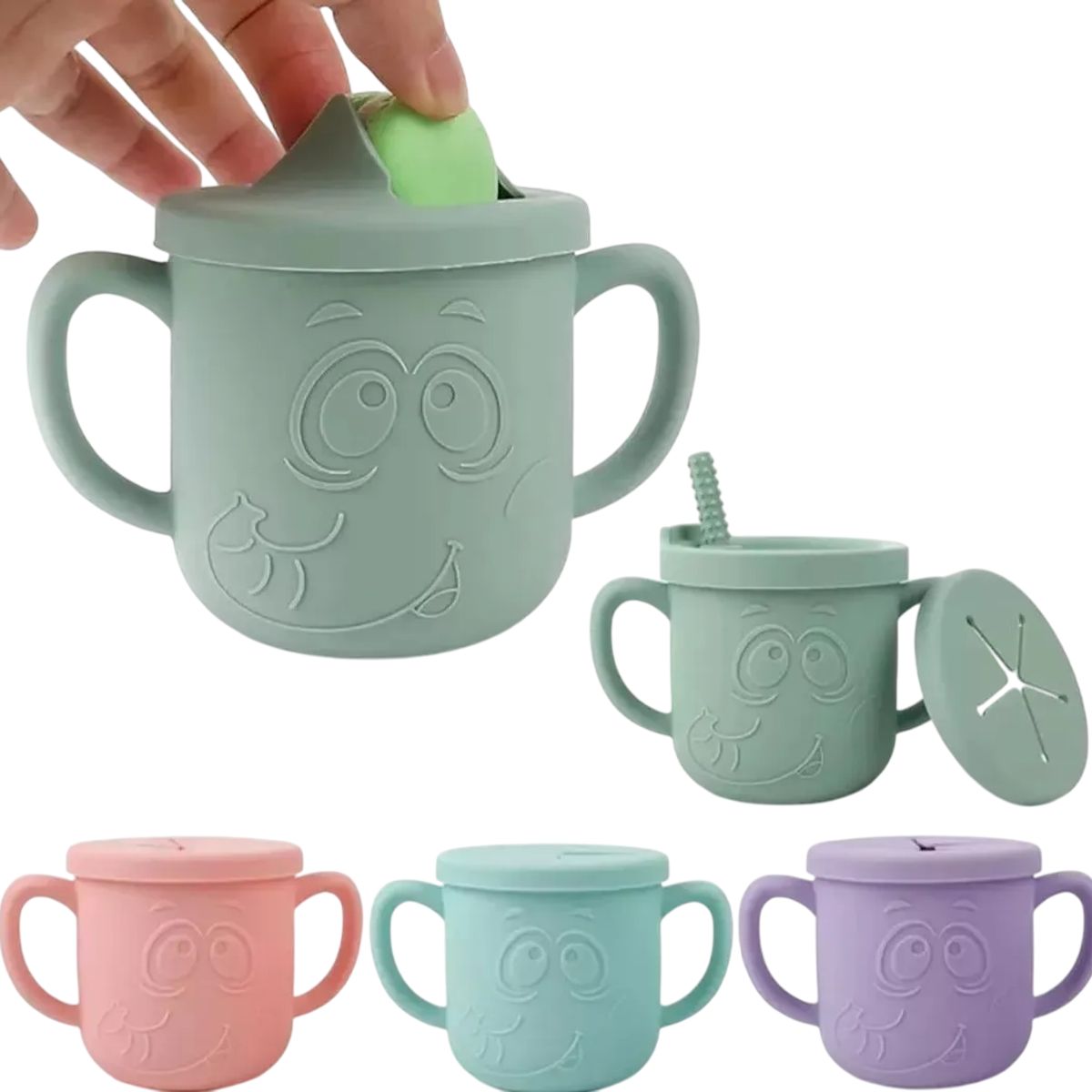 GENERICO - Vaso Silicona Bombilla Con Asa Bebé