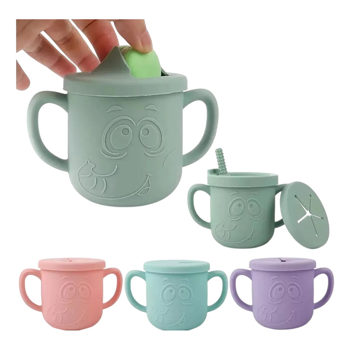 GENERICO - Vaso Silicona Bombilla Con Asa Bebé