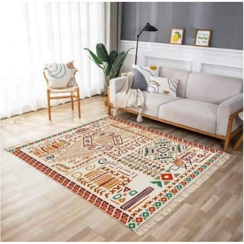 ANGELES DEL HOGAR - Alfombra Bohemia De Estilo Etnico 180x200 Cm