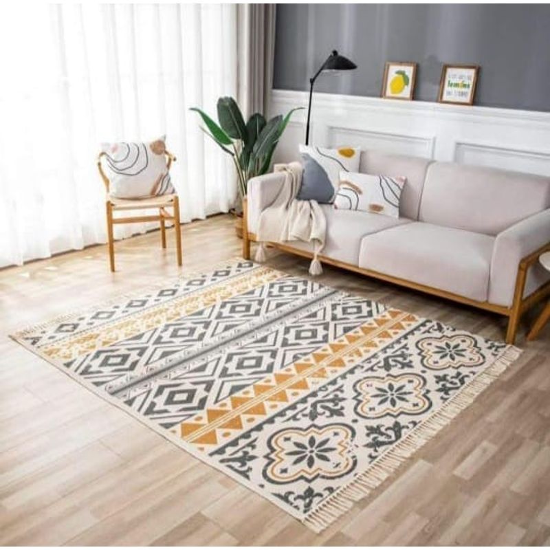 ANGELES DEL HOGAR - Alfombra Bohemia De Estilo Etnico 180x200 Cm