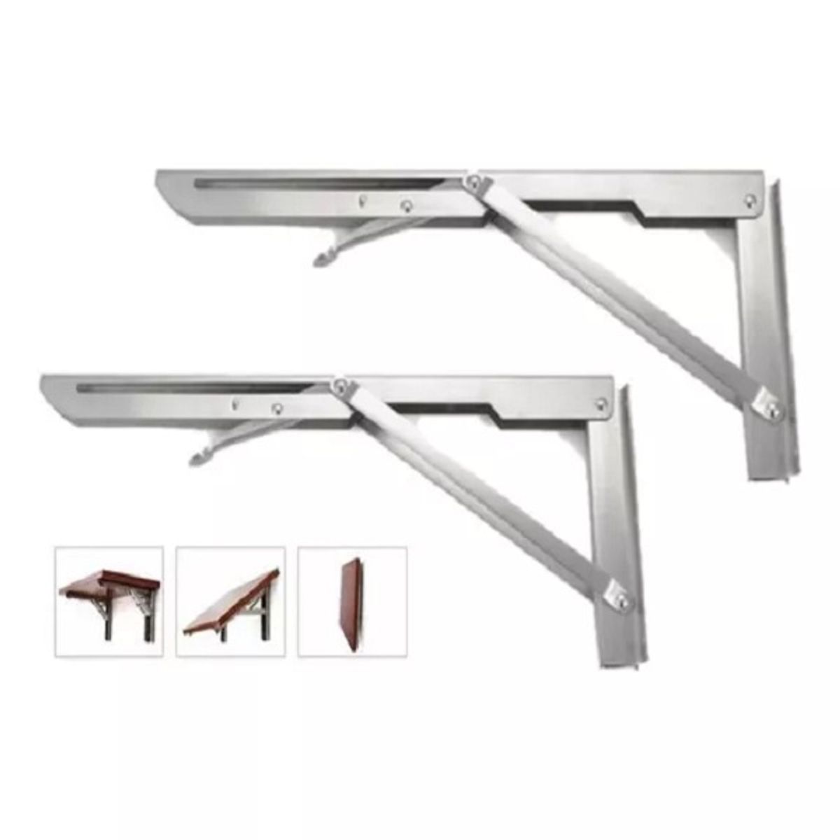 GENERICO - Bisagras Escuadra Soporte Estante Repisa Plegable 35cm 1par.