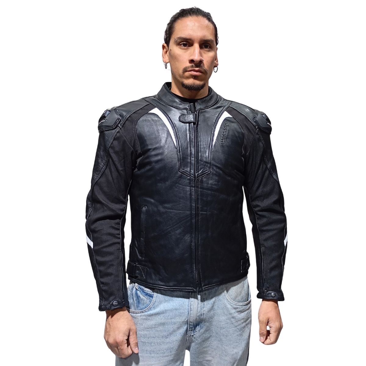 WINDESIGN - Chaqueta Moto Cuero Protecciones CE