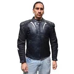 WINDESIGN - Chaqueta Moto Cuero Protecciones CE