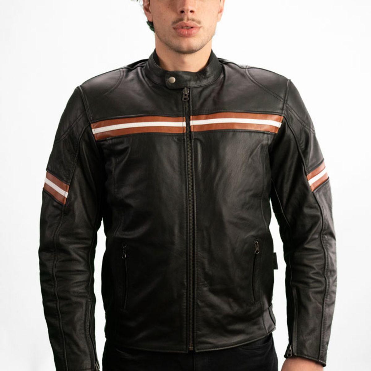 WINDESIGN - Chaqueta Moto Cuero Protecciones CE
