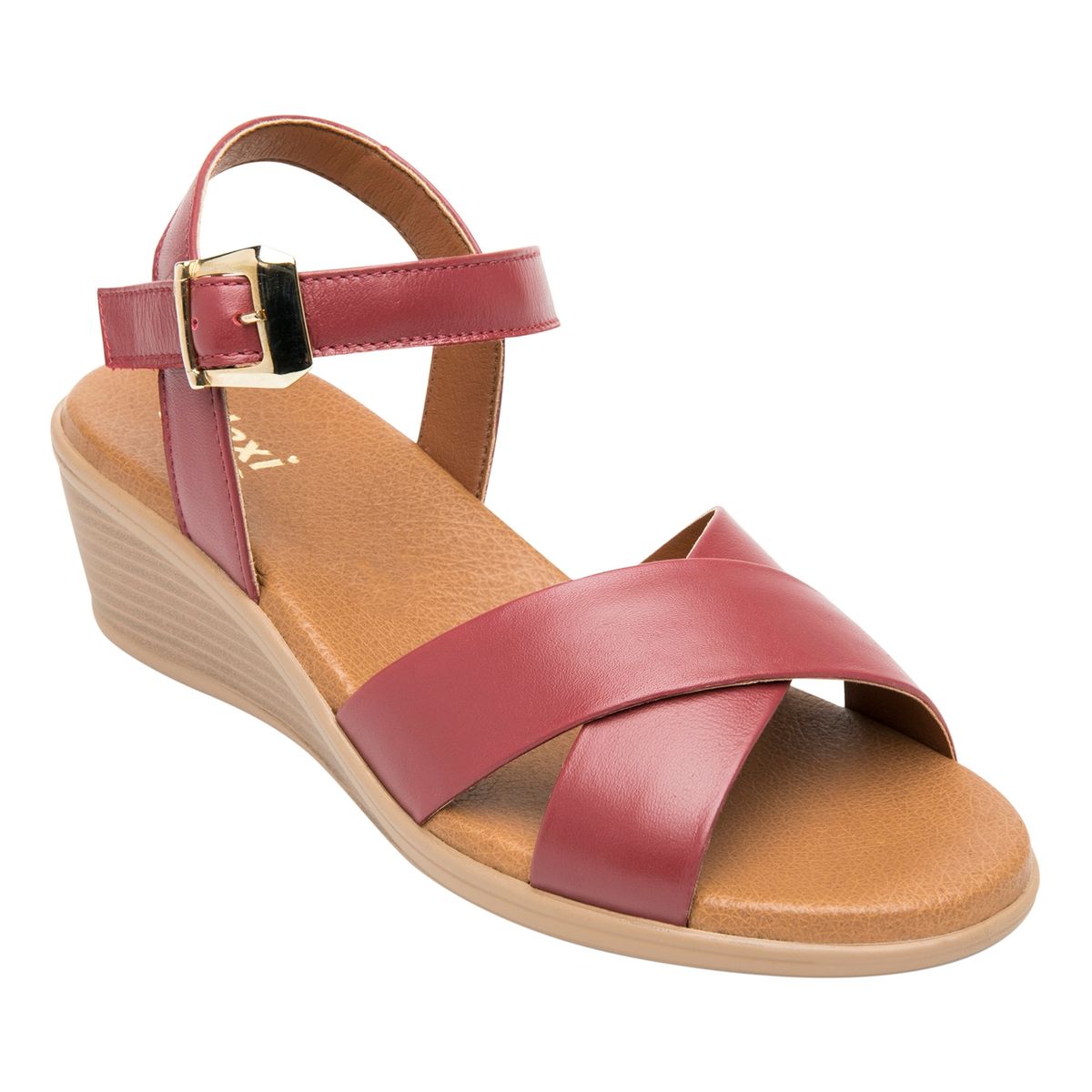 FLEXI - Sandalia Mujer Cuero Zura Rojo Flexi