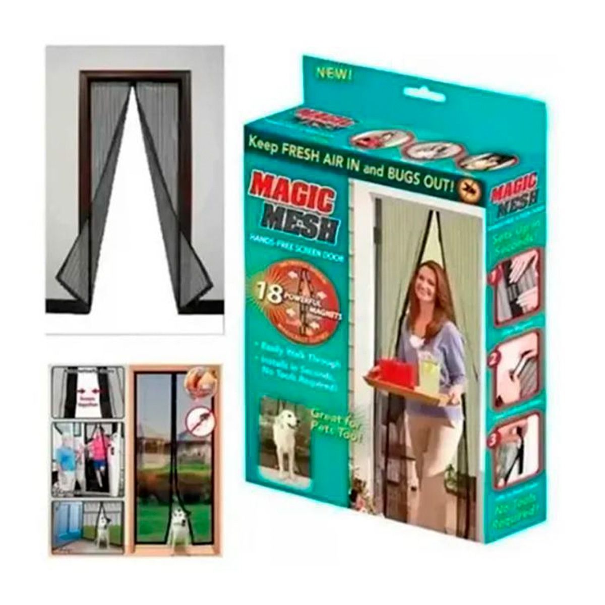 GENERICO - Malla puerta anti moscas  y mosquitos imánes