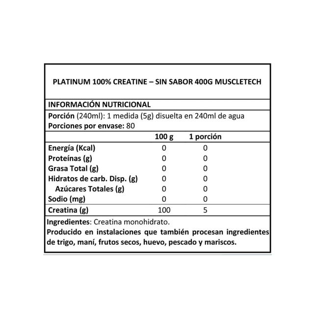 MUSCLETECH - Platinum Creatine 400 Gr - Muscletech