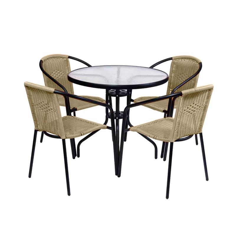 GENERICO - Juego de terraza comedor símil Ratan Beige Bighouse