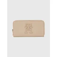 TOMMY HILFIGER - Billetera Large Timeless Monogram Beige Mujer