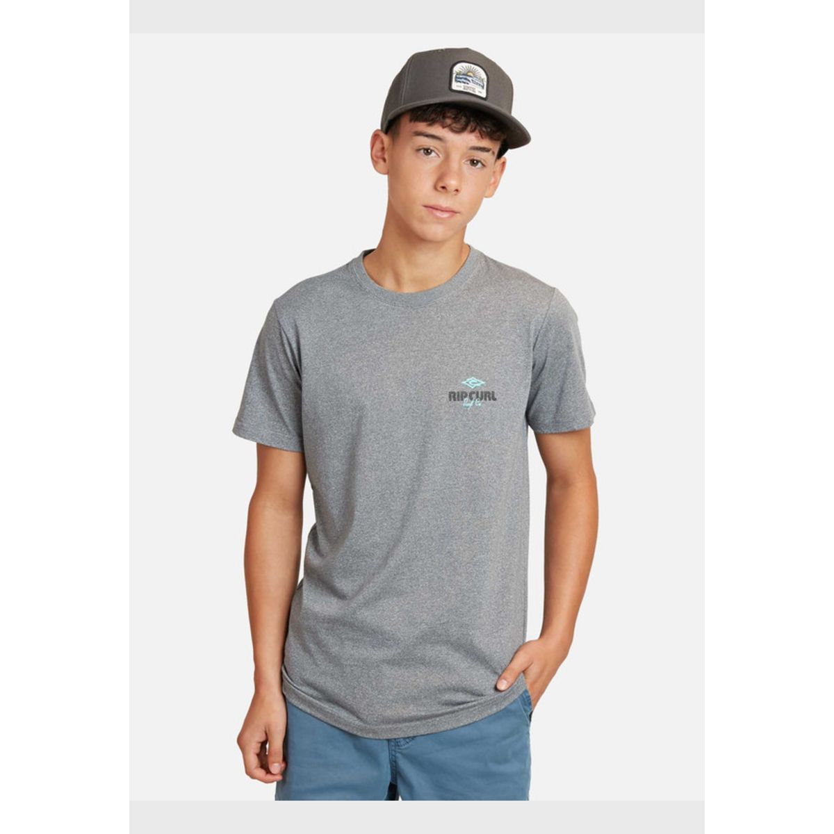 RIP CURL - Polera Surf Revival Mt S/S Tee Gris Juvenil Rip Curl